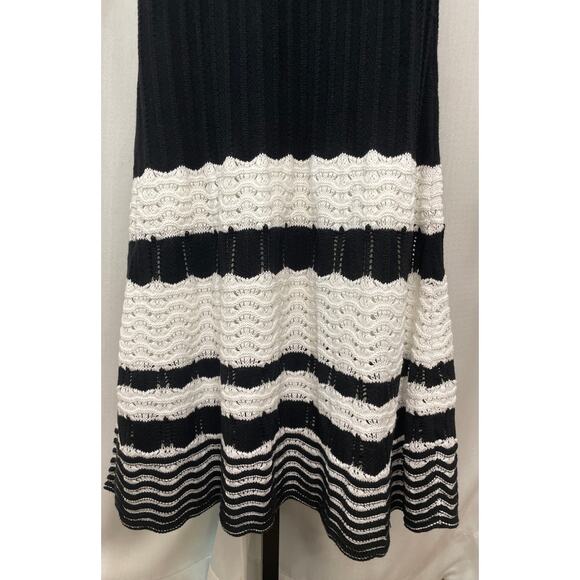 Luxely Mesa Sweater Dress Ivory Black Sz Medium NWT Contemporary Crochet Pattern - Picture 11 of 12